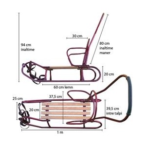 Sanie Visinie cu Spatar si Maner de Impins